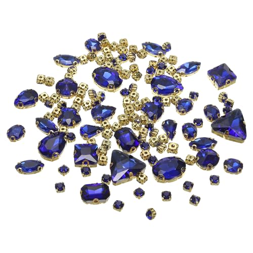 YELARXI Strasssteine zum Aufnähen auf Metallbasis, Kristallglas-Edelsteine, 1,5 - 1,9 cm, passend für Schmuck, Kleidung, Kostüme, Schuhe, Kleider, Handwerk, verschiedene Formen (130 Stück, Marineblau) YELARXI Strasssteine zum Aufnähen auf Metallbasis, Kristallglas-Edelsteine, 1,5 - 1,9 cm, passend für Schmuck, Kleidung, Kostüme, Schuhe, Kleider, Handwerk, verschiedene Formen (130 Stück, Marineblau) von YELARXI
