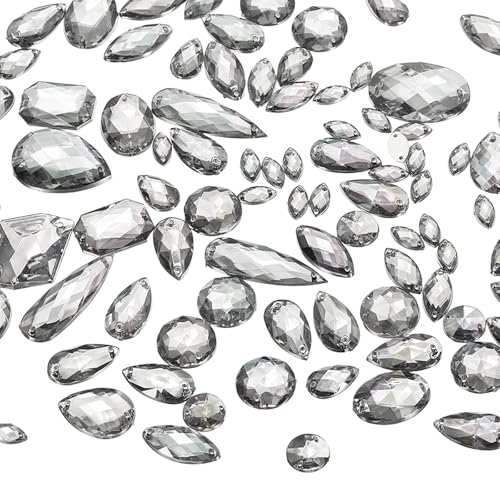YELARXI Strasssteine zum Aufnähen mit flacher Rückseite, Kristall-Acryl-Edelsteine, geeignet für Bastelarbeiten, Kleider, Kleidung, Schuhe, Taschen, Dekorationen, gemischte Formen, 200 Stück, Weiß YELARXI Strasssteine zum Aufnähen mit flacher Rückseite, Kristall-Acryl-Edelsteine, geeignet für Bastelarbeiten, Kleider, Kleidung, Schuhe, Taschen, Dekorationen, gemischte Formen, 200 Stück, Weiß von YELARXI
