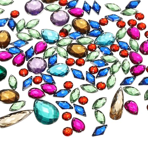 YELARXI Strasssteine zum Aufnähen mit flacher Rückseite, Kristall-Acryl-Edelsteine, geeignet für Bastelarbeiten, Kleider, Kleidung, Schuhe, Taschen, Dekorationen, gemischte Formen (100 Stück YELARXI Strasssteine zum Aufnähen mit flacher Rückseite, Kristall-Acryl-Edelsteine, geeignet für Bastelarbeiten, Kleider, Kleidung, Schuhe, Taschen, Dekorationen, gemischte Formen (100 Stück von YELARXI