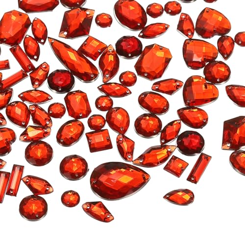 YELARXI Strasssteine zum Aufnähen mit flacher Rückseite, Kristall-Acryl-Edelsteine, geeignet für Bastelarbeiten, Kleider, Kleidung, Schuhe, Taschen, Dekorationen, gemischte Formen (200 Stück, rot) YELARXI Strasssteine zum Aufnähen mit flacher Rückseite, Kristall-Acryl-Edelsteine, geeignet für Bastelarbeiten, Kleider, Kleidung, Schuhe, Taschen, Dekorationen, gemischte Formen (200 Stück, rot) von YELARXI