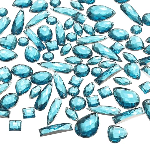 YELARXI Strasssteine zum Aufnähen mit flacher Rückseite, Kristall-Acryl-Edelsteine, geeignet für Bastelarbeiten, Kleider, Kleidung, Schuhe, Taschen, Dekorationen, gemischte Formen (200 Stück, blau) YELARXI Strasssteine zum Aufnähen mit flacher Rückseite, Kristall-Acryl-Edelsteine, geeignet für Bastelarbeiten, Kleider, Kleidung, Schuhe, Taschen, Dekorationen, gemischte Formen (200 Stück, blau) von YELARXI
