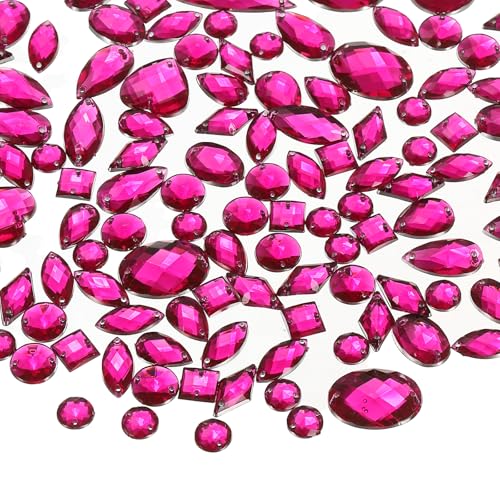 YELARXI Strasssteine zum Aufnähen mit flacher Rückseite, Kristall-Acryl-Edelsteine, geeignet für Bastelarbeiten, Kleider, Kleidung, Schuhe, Taschen, Dekorationen, gemischte Formen (200 Stück, Fuchsia) YELARXI Strasssteine zum Aufnähen mit flacher Rückseite, Kristall-Acryl-Edelsteine, geeignet für Bastelarbeiten, Kleider, Kleidung, Schuhe, Taschen, Dekorationen, gemischte Formen (200 Stück, Fuchsia) von YELARXI
