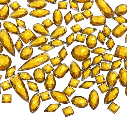 YELARXI Strasssteine zum Aufnähen mit flacher Rückseite, Kristall-Acryl-Edelsteine, geeignet für Bastelarbeiten, Kleider, Kleidung, Schuhe, Taschen, Dekorationen, gemischte Formen (200 Stück, gelb) YELARXI Strasssteine zum Aufnähen mit flacher Rückseite, Kristall-Acryl-Edelsteine, geeignet für Bastelarbeiten, Kleider, Kleidung, Schuhe, Taschen, Dekorationen, gemischte Formen (200 Stück, gelb) von YELARXI