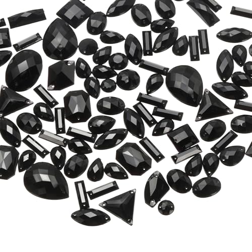 YELARXI Strasssteine zum Aufnähen mit flacher Rückseite, Kristall-Acryl-Edelsteine, geeignet für Bastelarbeiten, Kleider, Kleidung, Schuhe, Taschen, Dekorationen, gemischte Formen (200 Stück, schwarz) YELARXI Strasssteine zum Aufnähen mit flacher Rückseite, Kristall-Acryl-Edelsteine, geeignet für Bastelarbeiten, Kleider, Kleidung, Schuhe, Taschen, Dekorationen, gemischte Formen (200 Stück, schwarz) von YELARXI