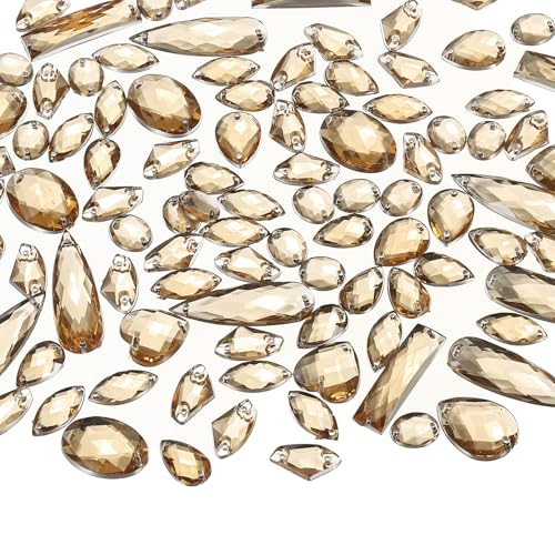 YELARXI Strasssteine zum Aufnähen mit flacher Rückseite, Kristall-Acryl-Edelsteine, geeignet für Bastelarbeiten, Kleider, Kleidung, Schuhe, Taschen, Dekorationen, gemischte Formen (200 Stück von YELARXI