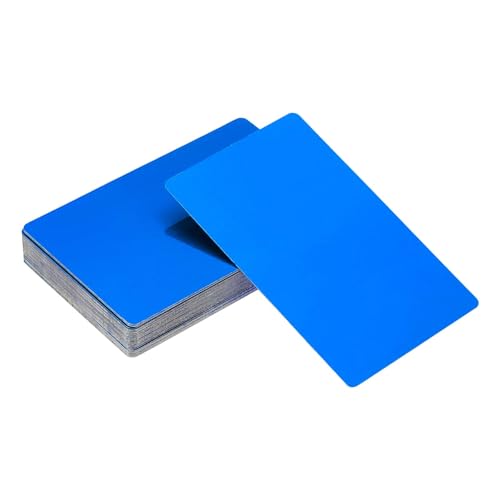 YELARXI Visitenkarten aus Metall, blanko, Aluminium, Lasergravur, Visitenkarten, 86 x 54 x 0,2 mm, geeignet für Büronamen, DIY-Druck (60 Stück, dunkelblau) von YELARXI