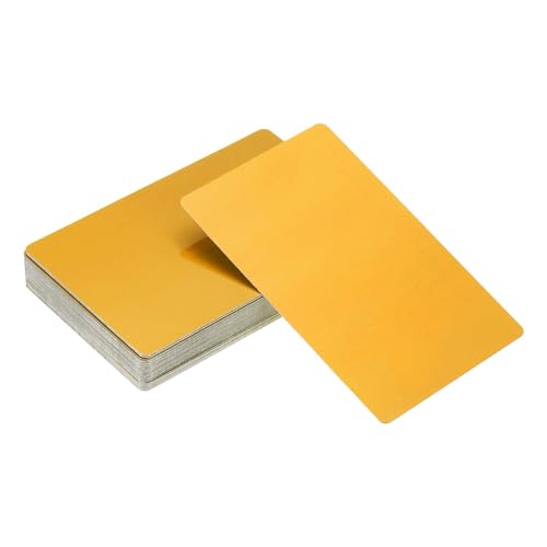 YELARXI Visitenkarten aus Metall, blanko, Aluminium, Lasergravur, Visitenkarten, 86 x 54 x 0,2 mm, geeignet für Büronamen, DIY-Druck (60 Stück, mattgold) von YELARXI