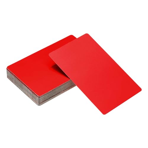 YELARXI Visitenkarten aus Metall, blanko, Aluminium, Lasergravur, Visitenkarten, 86 x 54 x 0,2 mm, geeignet für Büronamen, DIY-Druck (60 Stück, rot) von YELARXI