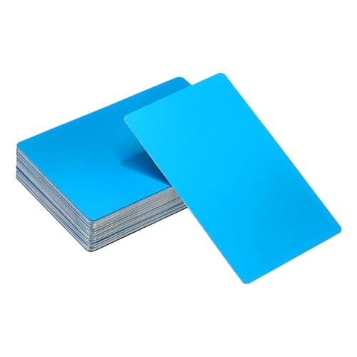YELARXI Visitenkarten aus Metall, blanko, Aluminium, Lasergravur, Visitenkarten, 86 x 54 x 0,3 mm, geeignet für Büronamen, DIY-Druck (60 Stück, Saphirblau) von YELARXI