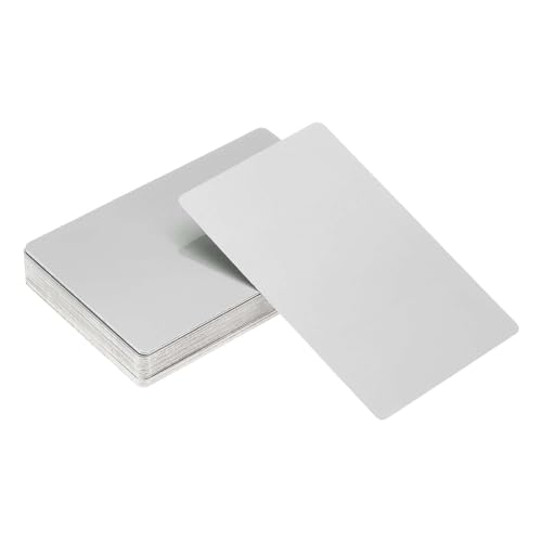 YELARXI Visitenkarten aus Metall, blanko, Aluminium, Lasergravur, Visitenkarten, 86 x 54 x 0,3 mm, geeignet für Büronamen, DIY-Druck (60 Stück, Silbergrau) von YELARXI