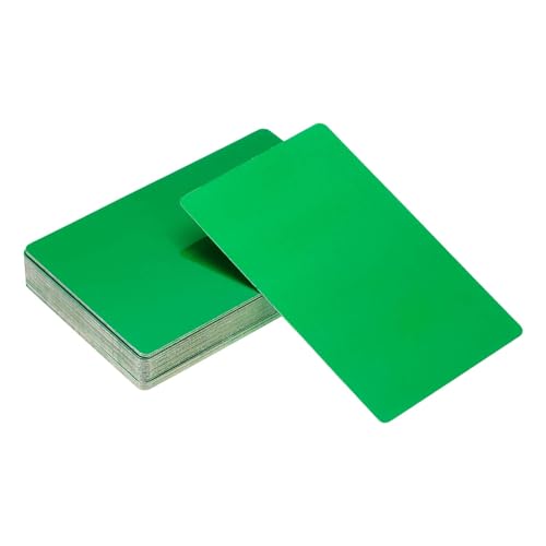YELARXI Visitenkarten aus Metall, blanko, Aluminium, Lasergravur, Visitenkarten, 86 x 54 x 0,3 mm, geeignet für Büronamen, DIY-Druck (60 Stück, grün) von YELARXI