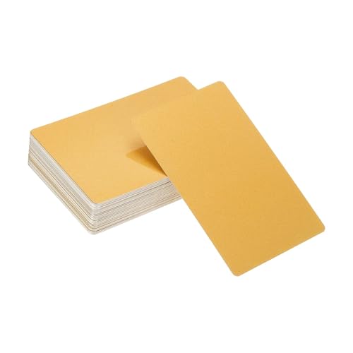 YELARXI Visitenkarten aus Metall, blanko, Aluminium, Lasergravur, Visitenkarten, 86 x 54 x 0,3 mm, geeignet für Büronamen, DIY-Druck (60 Stück, mattes Gold) von YELARXI