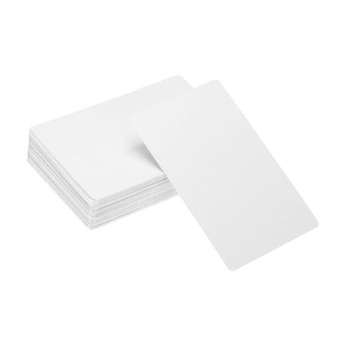 YELARXI Visitenkarten aus Metall, blanko, Aluminium, Lasergravur, Visitenkarten, 86 x 54 x 0,3 mm, geeignet für Büronamen, DIY-Druck (60 Stück, mattes Weiß) von YELARXI