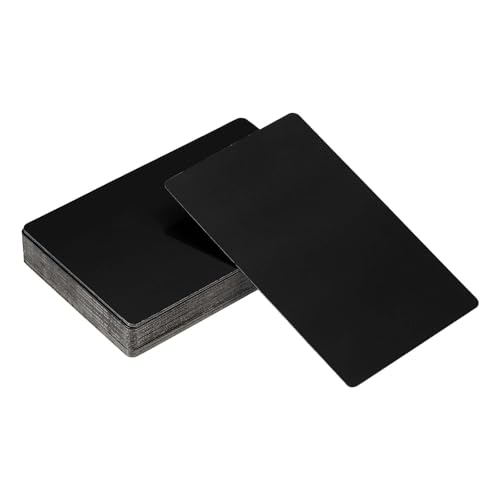 YELARXI Visitenkarten aus Metall, blanko, Aluminium, Lasergravur, Visitenkarten, 86 x 54 x 0,3 mm, passend für Büronamen, DIY-Druck (60 Stück, Hellschwarz) von YELARXI
