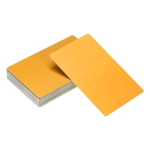 YELARXI Visitenkarten aus Metall, blanko, Aluminium, Lasergravur, Visitenkarten, 86 x 54 x 0,3 mm, passend für Büronamen, DIY-Druck (60 Stück, helles Gold) von YELARXI