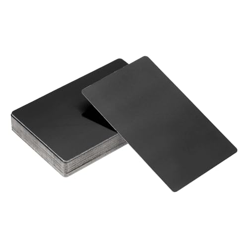 YELARXI Visitenkarten aus Metall, blanko, Aluminium, Lasergravur, Visitenkarten, 86 x 54 x 0,42 mm, passend für Büronamen, DIY-Druck (30 Stück, mattschwarz) von YELARXI
