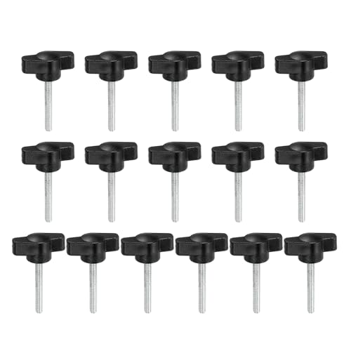 YELARXI Z-förmige Rändelschrauben, 304 Edelstahl, T-Flügelknäufe, Schrauben, Klemm-T-Kopf, M4 x 31 mm, Gewinde, passend als Ersatz für Handspannknauf, Z-Typ (16 Stück, schwarz) von YELARXI
