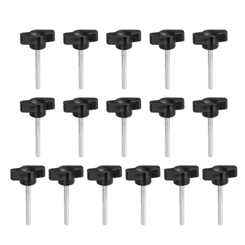 YELARXI Z-förmige Rändelschrauben, 304 Edelstahl, T-Flügelknäufe, Schrauben, Klemm-T-Kopf, M4 x 35 mm, Gewinde, passend als Ersatz für Handspannknauf, Z-Typ (16 Stück, schwarz) von YELARXI