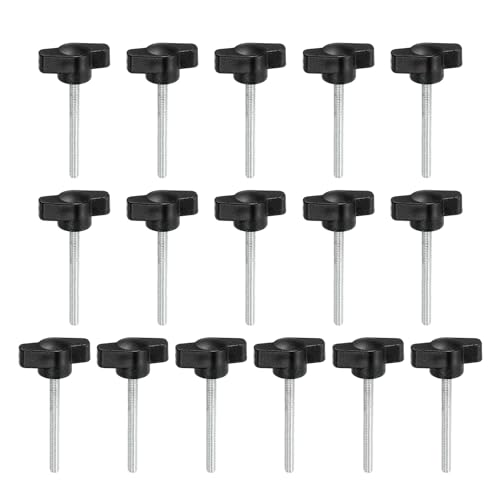 YELARXI Z-förmige Rändelschrauben, 304 Edelstahl, T-Flügelknäufe, Schrauben, Klemm-T-Kopf, M4 x 40 mm, Gewinde, passend als Ersatz für Handspannknauf, Z-Typ (16 Stück, schwarz) von YELARXI