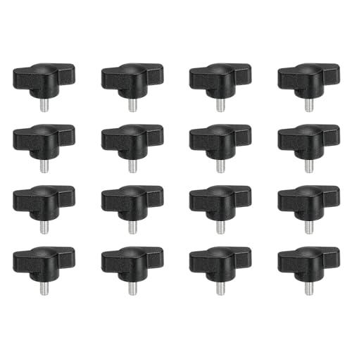 YELARXI Z-förmige Rändelschrauben, 304 Edelstahl, T-Flügelknäufe, Schrauben, Klemm-T-Kopf, M4 x 8 mm, Gewinde, passend als Ersatz für Handspannknauf, Z-Typ (16 Stück, schwarz) von YELARXI