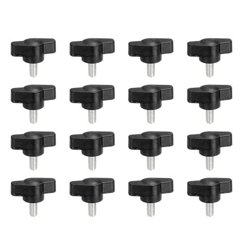 YELARXI Z-förmige Rändelschrauben, 304 Edelstahl, T-Flügelknäufe, Schrauben, Klemm-T-Kopf, M5 x 10 mm, Gewinde, passend als Ersatz für Handspannknauf, Z-Typ (16 Stück, schwarz) von YELARXI