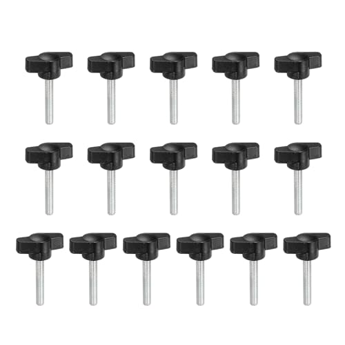 YELARXI Z-förmige Rändelschrauben, 304 Edelstahl, T-Flügelknäufe, Schrauben, Klemm-T-Kopf, M5 x 30 mm, Gewinde, passend als Ersatz für Handspannknauf, Z-Typ (16 Stück, schwarz) von YELARXI