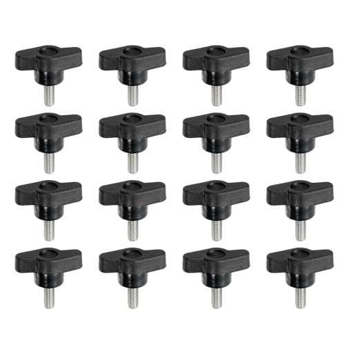 YELARXI Z-förmige Rändelschrauben, 304 Edelstahl, T-Flügelknäufe, Schrauben, Klemm-T-Kopf, M6 x 16 mm, Gewinde, passend als Ersatz für Handspannknauf, Z-förmig, 16 Stück, Schwarz von YELARXI