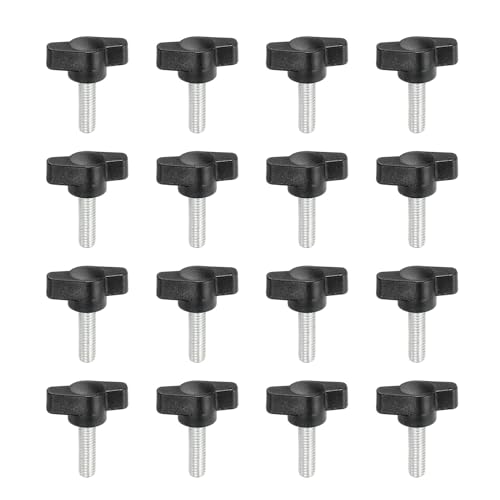 YELARXI Z-förmige Rändelschrauben, 304 Edelstahl, T-Flügelknäufe, Schrauben, Klemm-T-Kopf, M6 x 20 mm Gewinde, passend als Ersatz für Handspannknauf, Z-Typ (16 Stück, schwarz) von YELARXI