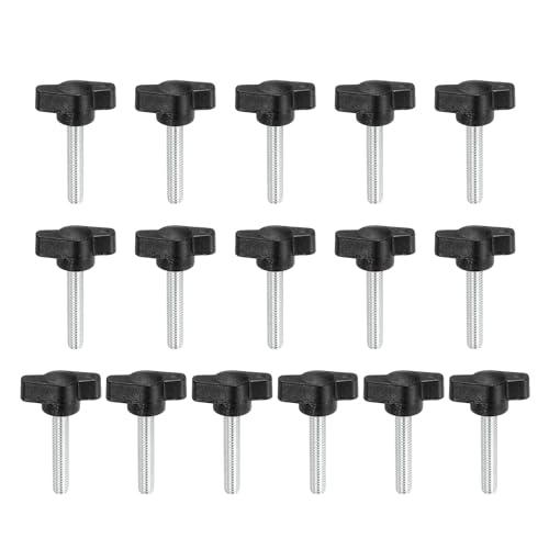 YELARXI Z-förmige Rändelschrauben, 304 Edelstahl, T-Flügelknäufe, Schrauben, Klemm-T-Kopf, M6 x 30 mm, Gewinde, passend als Ersatz für Handspannknauf, Z-Typ (16 Stück, schwarz) von YELARXI