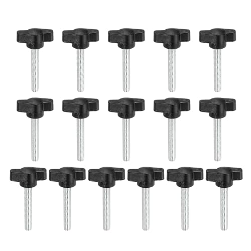 YELARXI Z-förmige Rändelschrauben, 304 Edelstahl, T-Flügelknäufe, Schrauben, Klemm-T-Kopf, M6 x 36 mm, Gewinde, passend als Ersatz für Handspannknauf, Z-Typ (16 Stück, schwarz) von YELARXI