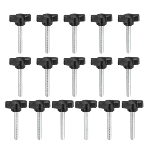 YELARXI Z-förmige Rändelschrauben, 304 Edelstahl, T-Flügelknäufe, Schrauben, Klemm-T-Kopf, M6 x 40 mm, Gewinde, passend als Ersatz für Handspannknauf, Z-Typ (16 Stück, schwarz) von YELARXI