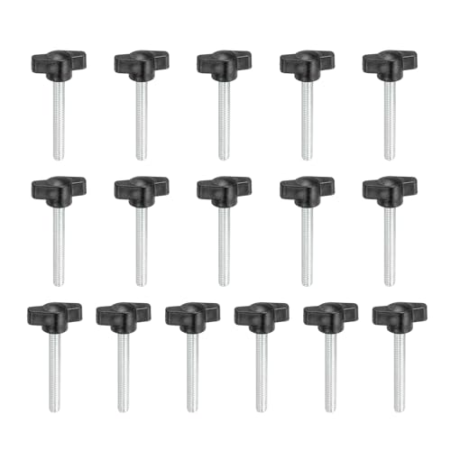 YELARXI Z-förmige Rändelschrauben, 304 Edelstahl, T-Flügelknäufe, Schrauben, Klemm-T-Kopf, M6 x 45 mm, Gewinde, passend als Ersatz für Handspannknauf, Z-Typ (16 Stück, schwarz) von YELARXI