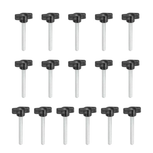 YELARXI Z-förmige Rändelschrauben, 304 Edelstahl, T-Flügelknäufe, Schrauben, Klemm-T-Kopf, M6 x 50 mm Gewinde, passend als Ersatz für Handspannknauf, Z-Typ (16 Stück, schwarz) von YELARXI
