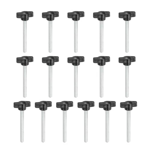 YELARXI Z-förmige Rändelschrauben, 304 Edelstahl, T-Flügelknäufe, Schrauben, Klemm-T-Kopf, M6 x 60 mm, Gewinde, passend als Ersatz für Handspannknauf, Z-Typ (16 Stück, schwarz) von YELARXI
