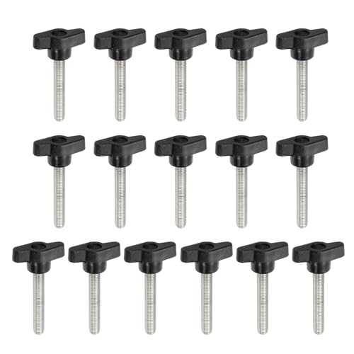 YELARXI Z-förmige Rändelschrauben, 304 Edelstahl, T-Flügelknäufe, Schrauben, Klemm-T-Kopf, M8 x 50 mm, Gewinde, passend als Ersatz für Handspannknauf, Z-förmig, 16 Stück, Schwarz von YELARXI