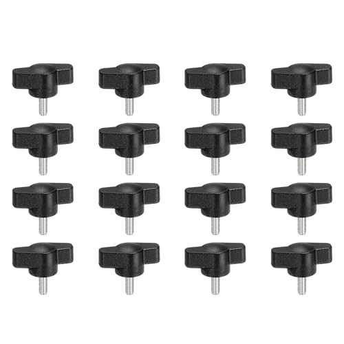 YELARXI Z-förmige Rändelschrauben, 304 Edelstahl, T-Flügelknöpfe, Schrauben, Klemm-T-Kopf, M4 x 10 mm, Gewinde passend als Ersatz für Handspannknauf, Z-Typ (16 Stück, schwarz) von YELARXI
