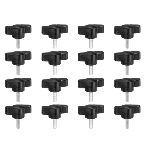 YELARXI Z-förmige Rändelschrauben, 304 Edelstahl, T-Flügelknöpfe, Schrauben, Klemm-T-Kopf, M4 x 12 mm, Gewinde passend als Ersatz für Handspannknauf, Z-Typ (16 Stück, schwarz) von YELARXI