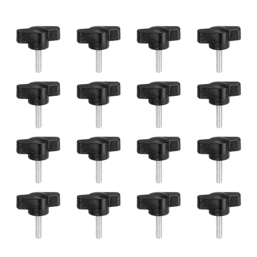 YELARXI Z-förmige Rändelschrauben, 304 Edelstahl, T-Flügelknöpfe, Schrauben, Klemm-T-Kopf, M4 x 16 mm, Gewinde passend als Ersatz für Handspannknauf, Z-Typ (16 Stück, schwarz) von YELARXI