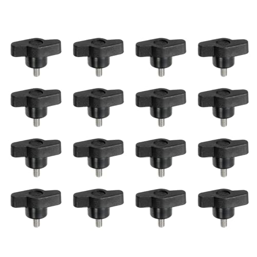 YELARXI Z-förmige Rändelschrauben, 304 Edelstahl, T-Flügelknöpfe, Schrauben, Klemm-T-Kopf, M5 x 10 mm, Gewinde, passend als Ersatz für Handspannknauf, Z-förmig, 16 Stück, Schwarz von YELARXI
