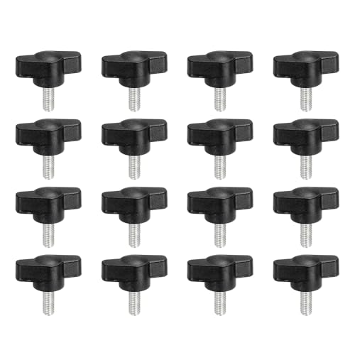 YELARXI Z-förmige Rändelschrauben, 304 Edelstahl, T-Flügelknöpfe, Schrauben, Klemm-T-Kopf, M5 x 12 mm, Gewinde als Ersatz für Handspannknauf, Z-Typ (16 Stück, schwarz) von YELARXI