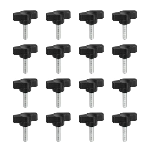 YELARXI Z-förmige Rändelschrauben, 304 Edelstahl, T-Flügelknöpfe, Schrauben, Klemm-T-Kopf, M5 x 20 mm, Gewinde, passend als Ersatz für Handspannknauf, Z-Typ (16 Stück, schwarz) von YELARXI