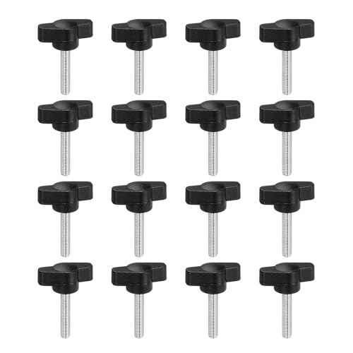 YELARXI Z-förmige Rändelschrauben, 304 Edelstahl, T-Flügelknöpfe, Schrauben, Klemm-T-Kopf, M5 x 26 mm Gewinde, passend als Ersatz für Handspannknauf, Z-Typ (16 Stück, schwarz) von YELARXI