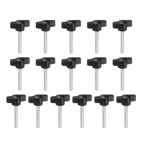 YELARXI Z-förmige Rändelschrauben, 304 Edelstahl, T-Flügelknöpfe, Schrauben, Klemm-T-Kopf, M5 x 35 mm, Gewinde, passend als Ersatz für Handspannknauf, Z-Typ (16 Stück, schwarz) von YELARXI