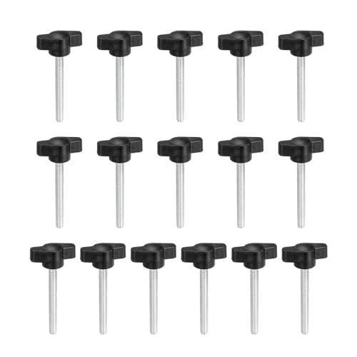 YELARXI Z-förmige Rändelschrauben, 304 Edelstahl, T-Flügelknöpfe, Schrauben, Klemm-T-Kopf, M5 x 45 mm, Gewinde, passend als Ersatz für Handspannknauf, Z-Typ (16 Stück, schwarz) von YELARXI