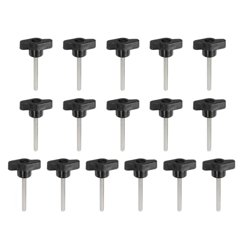 YELARXI Z-förmige Rändelschrauben, 304 Edelstahl, T-Flügelknöpfe, Schrauben, Klemm-T-Kopf, M5 x 45 mm, Gewinde, passend als Ersatz für Handspannknauf, Z-förmig, 16 Stück, Schwarz von YELARXI