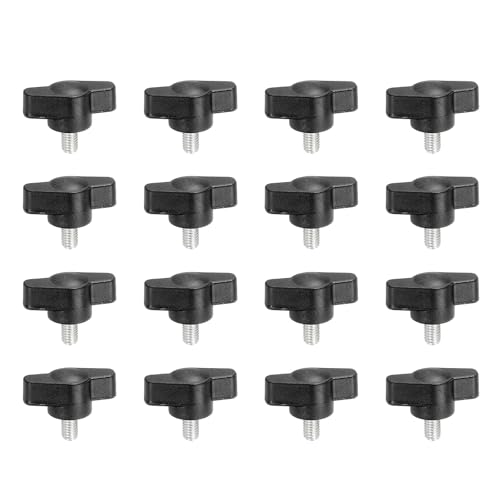 YELARXI Z-förmige Rändelschrauben, 304 Edelstahl, T-Flügelknöpfe, Schrauben, Klemm-T-Kopf, M5 x 8 mm, Gewinde, passend als Ersatz für Handspannknauf, Z-Typ (16 Stück, schwarz) von YELARXI
