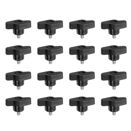 YELARXI Z-förmige Rändelschrauben, 304 Edelstahl, T-Flügelknöpfe, Schrauben, Klemm-T-Kopf, M5 x 8 mm, Gewinde, passend als Ersatz für Handspannknauf, Z-förmig, 16 Stück, Schwarz von YELARXI