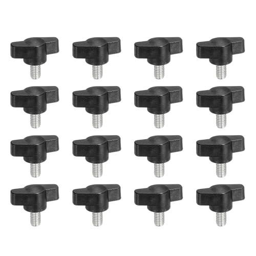 YELARXI Z-förmige Rändelschrauben, 304 Edelstahl, T-Flügelknöpfe, Schrauben, Klemm-T-Kopf, M6 x 10 mm, Gewinde passend als Ersatz für Handspannknauf, Z-Typ (16 Stück, schwarz) von YELARXI