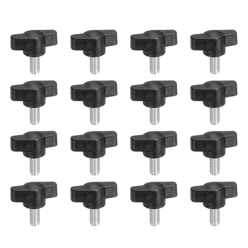 YELARXI Z-förmige Rändelschrauben, 304 Edelstahl, T-Flügelknöpfe, Schrauben, Klemm-T-Kopf, M6 x 12 mm, Gewinde passend als Ersatz für Handspannknauf, Z-Typ (16 Stück, schwarz) von YELARXI