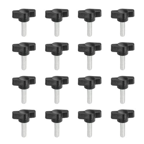 YELARXI Z-förmige Rändelschrauben, 304 Edelstahl, T-Flügelknöpfe, Schrauben, Klemm-T-Kopf, M6 x 16 mm, Gewinde passend als Ersatz für Handspannknauf, Z-Typ (16 Stück, schwarz) von YELARXI